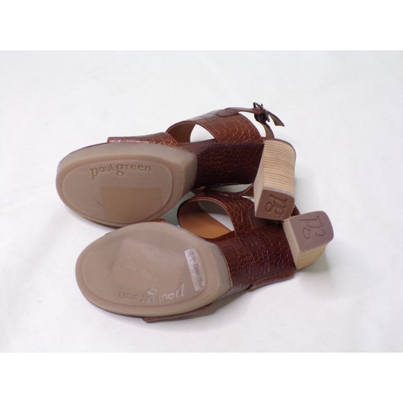 🆕PAUL GREEN Amanda Croc Slingback Platform Sandal Shoes 7 Brown - Picture 13 of 13